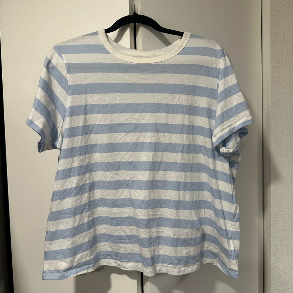 Old Navy Blue and White Striped Tee